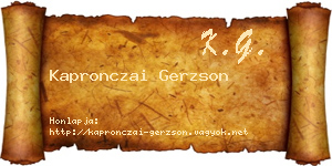 Kapronczai Gerzson névjegykártya