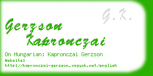 gerzson kapronczai business card
